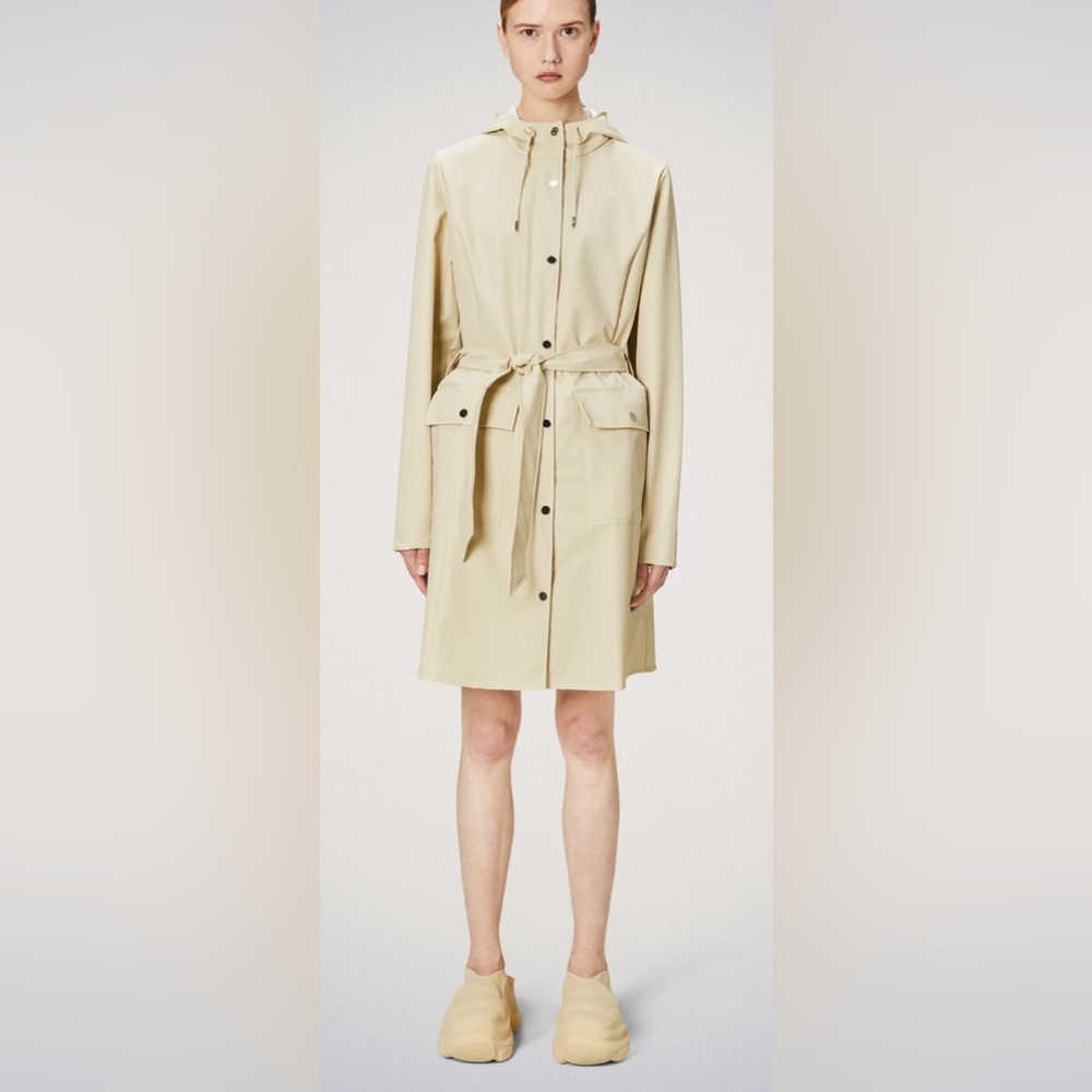 NWT Curve Women’s Rains Waterproof Raincoat Yellow Hooded Trench Coat Size M - Picture 11 of 11